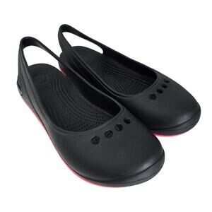 Crocs Tone Skylar Shoes Women's 10 Black Pink Sling Backs Comfortable Casual